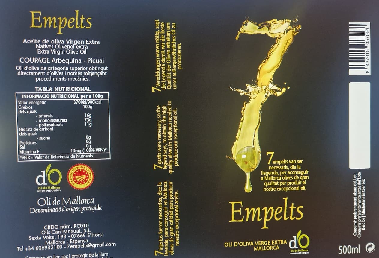 Label Evoo 7 Empelts 500 ml