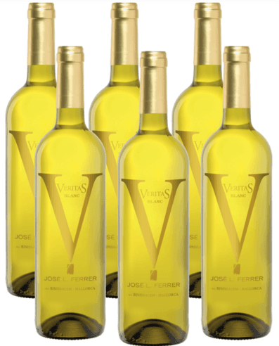 six bottles of Veritas Blanc white wine