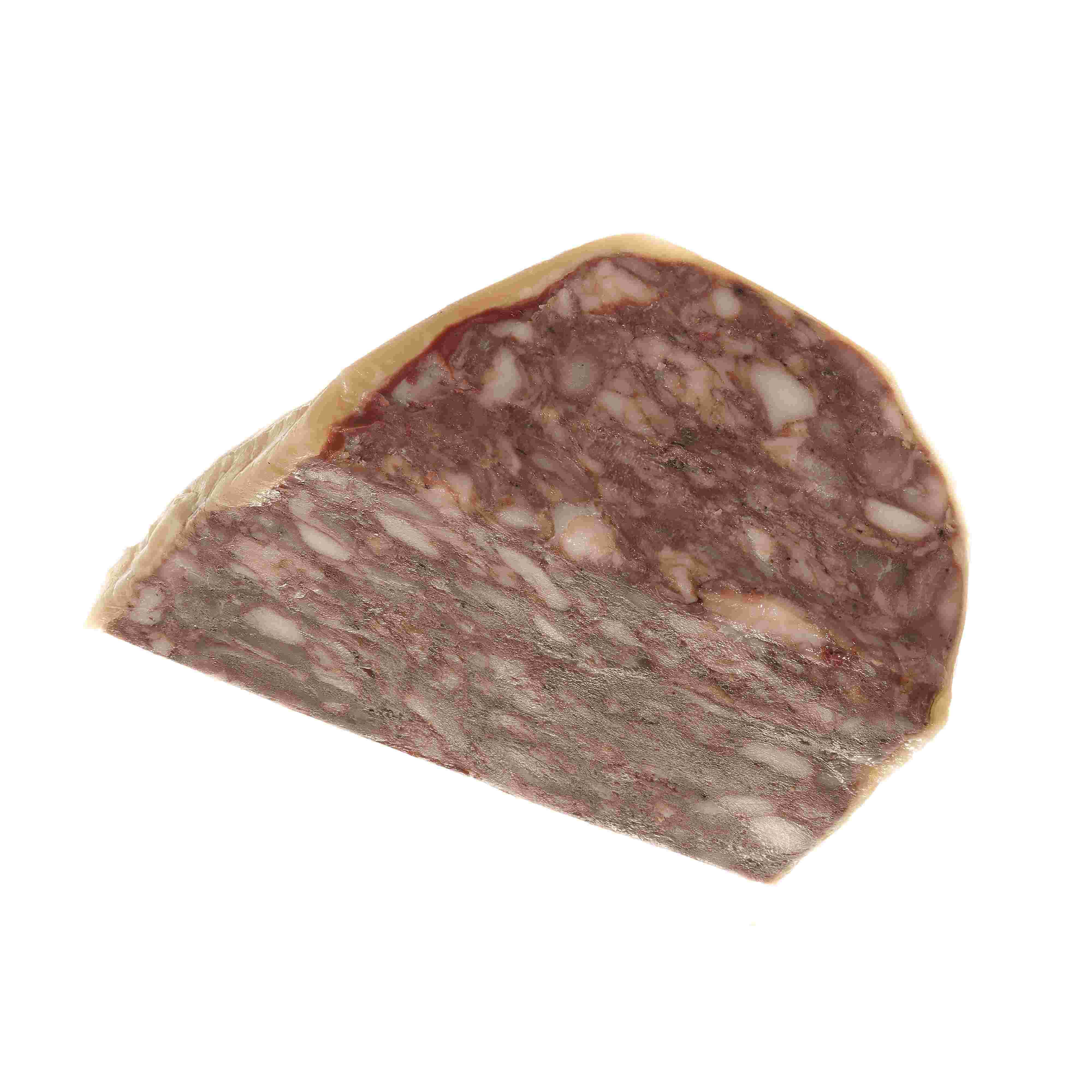 Porción de camaiot tradicional de Mallorca, embutido cocido elaborado según receta familiar desde 1945. Producto envasado al vacío.