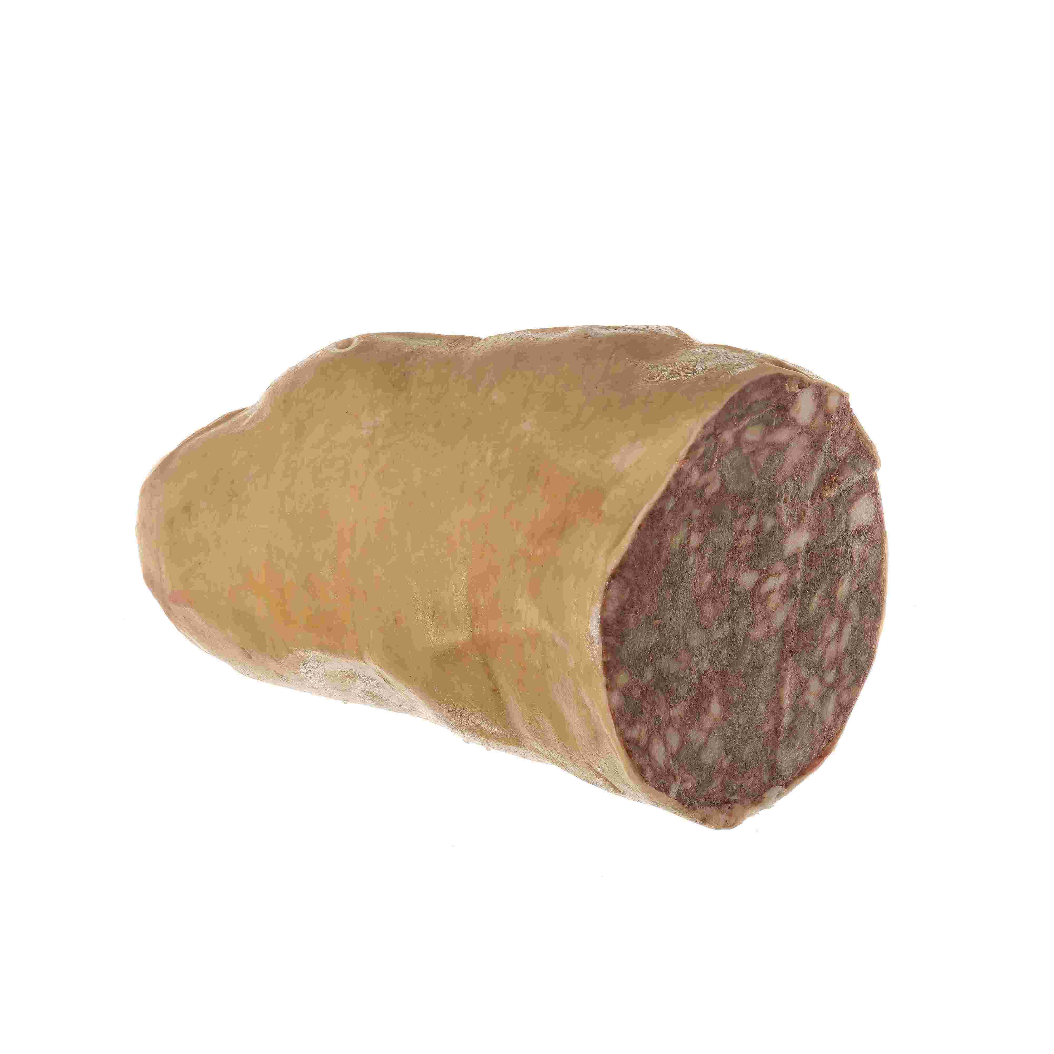 Media pieza de Varia CRISOL, embutido tradicional elaborado con carne de cerdo y especias, envasado al vacío.