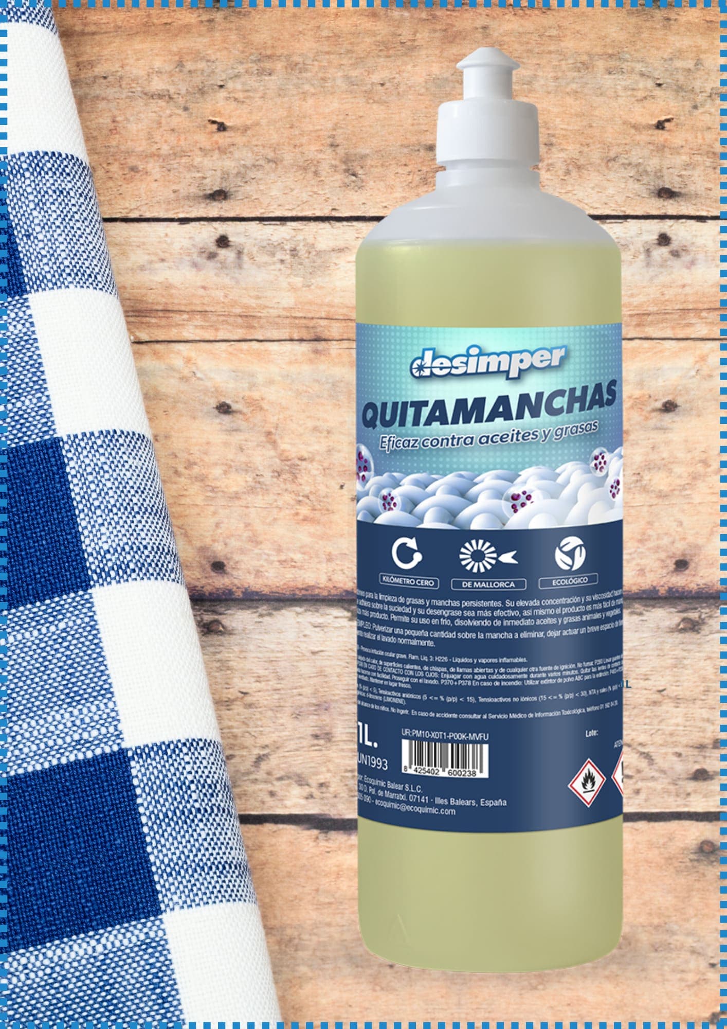 Quitamanchas para la ropa que actúa eficazmente contra las manchas de aceites y grasas