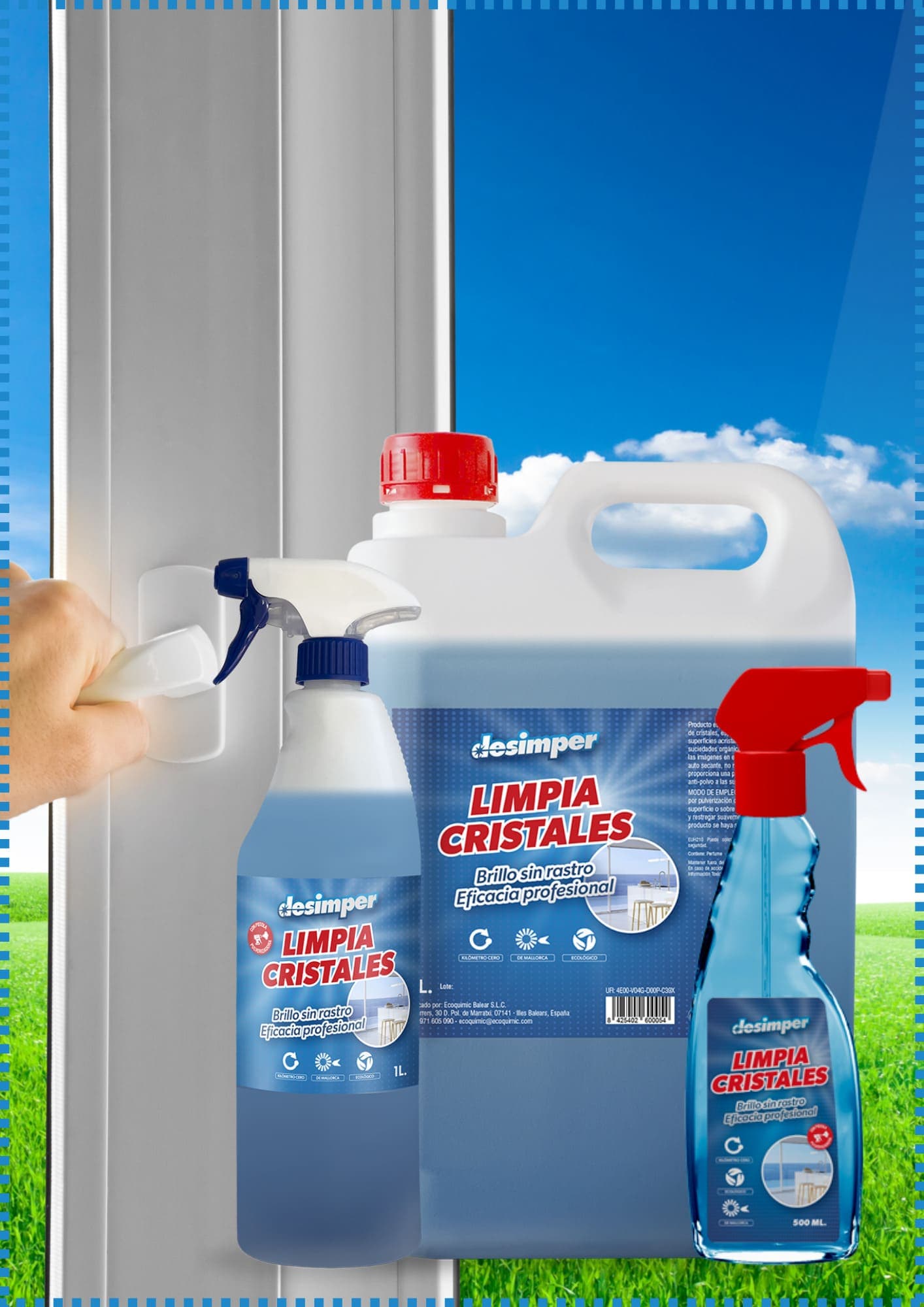 Producto específico para la limpieza de cristales, espejos y todo tipo de superficies acristaladas.