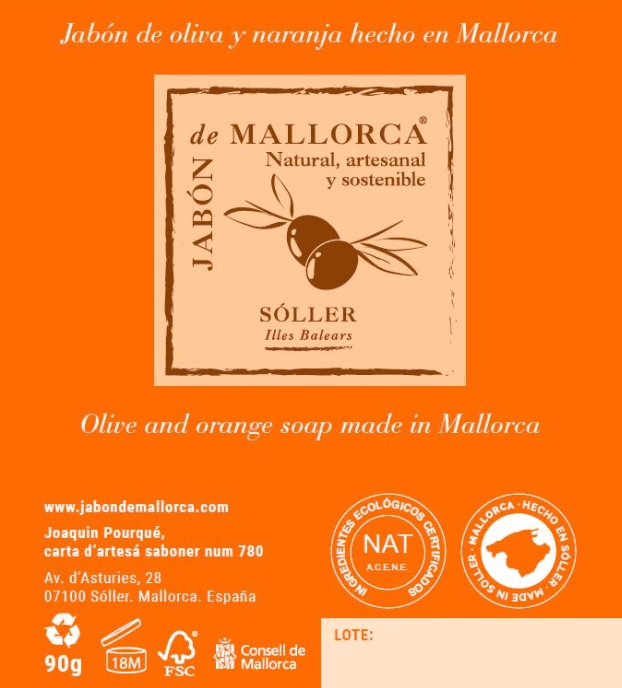 Mallorca soap front label
