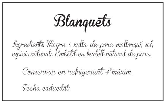 Imagen de Etiqueta Blanquets cas sereno