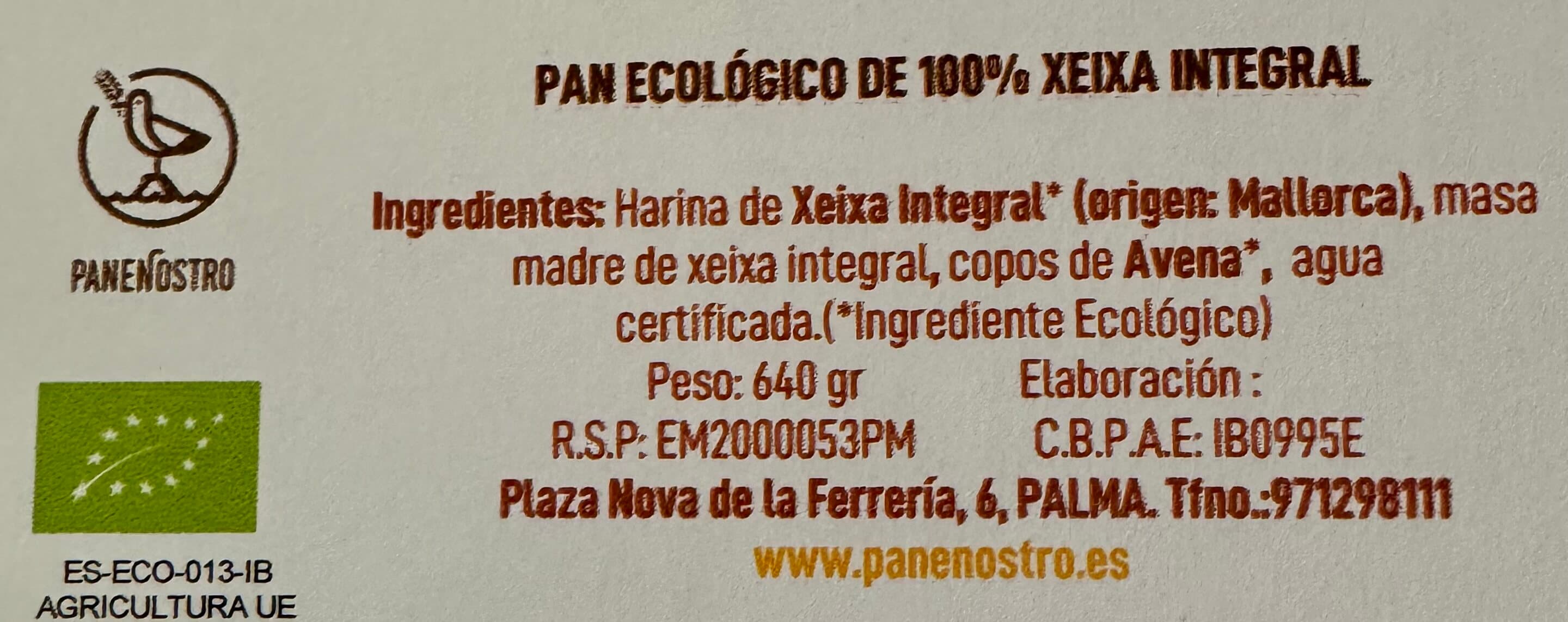 Ingredientes Xeixa Integral