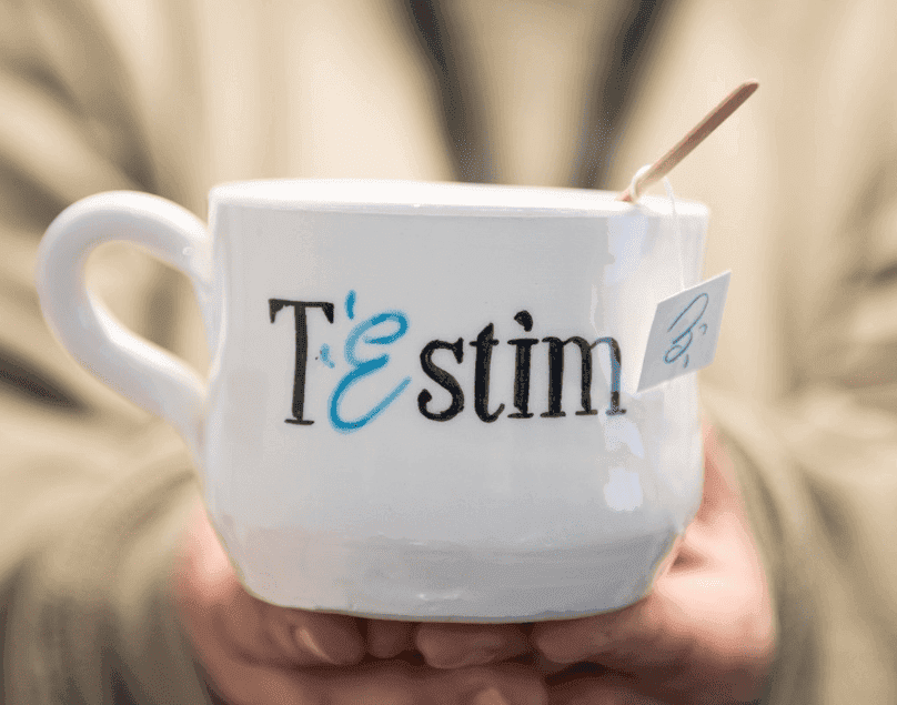 Handmade ceramic mug with infusion,