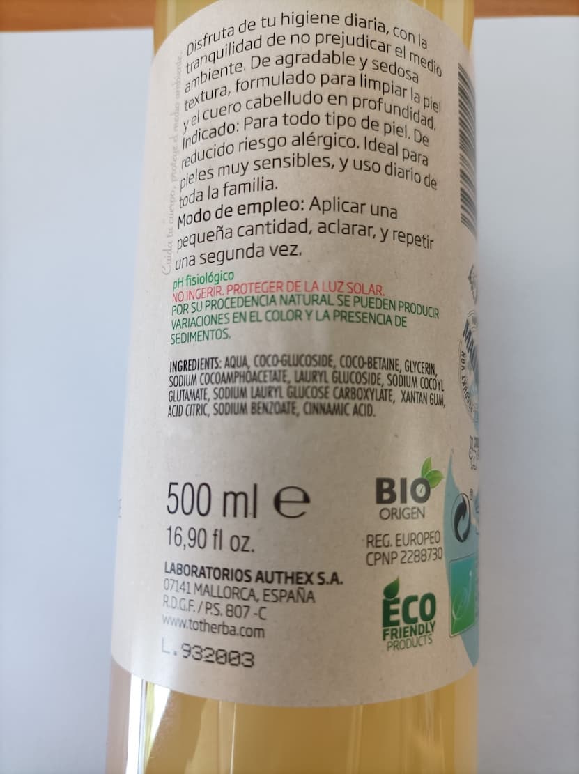 Imagen de etiqueta de Gel Champú Zero Sulfat Free 500ml