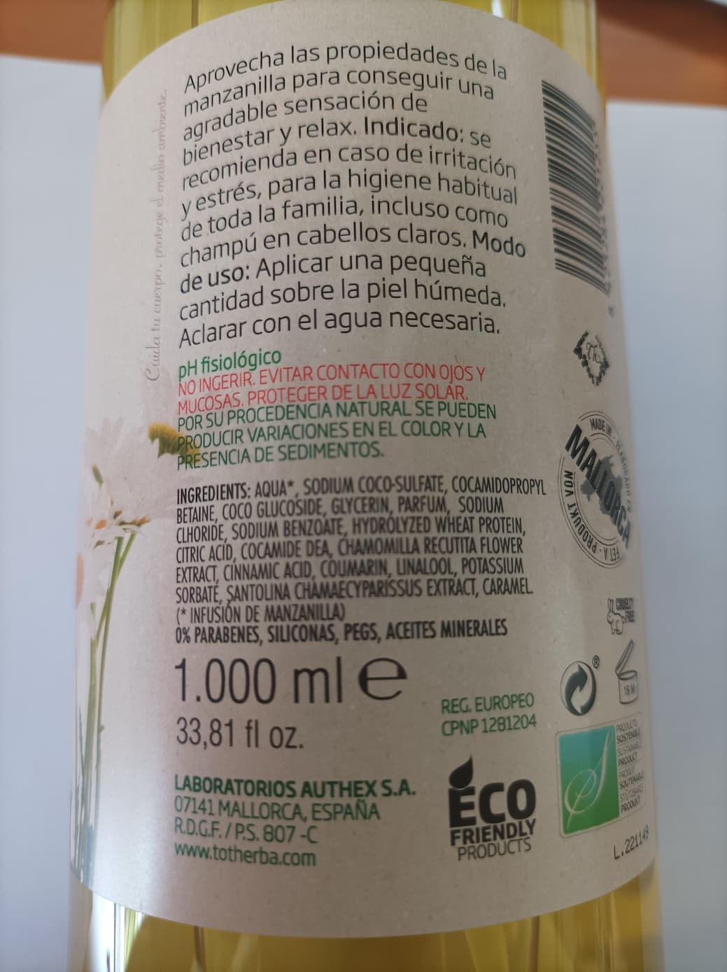 Image Detail label Chamomile gel