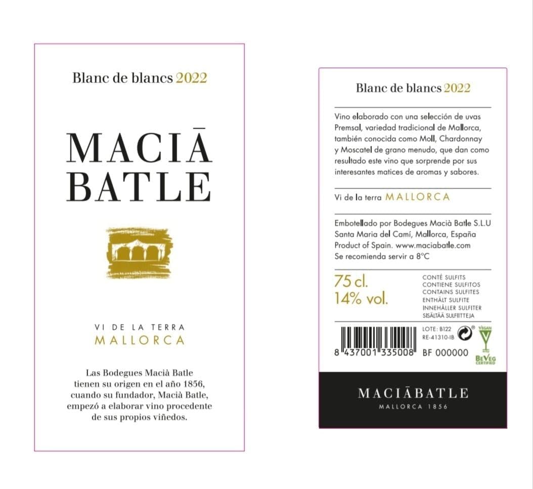 Information on the Blanc de Blancs Macià Batle Label