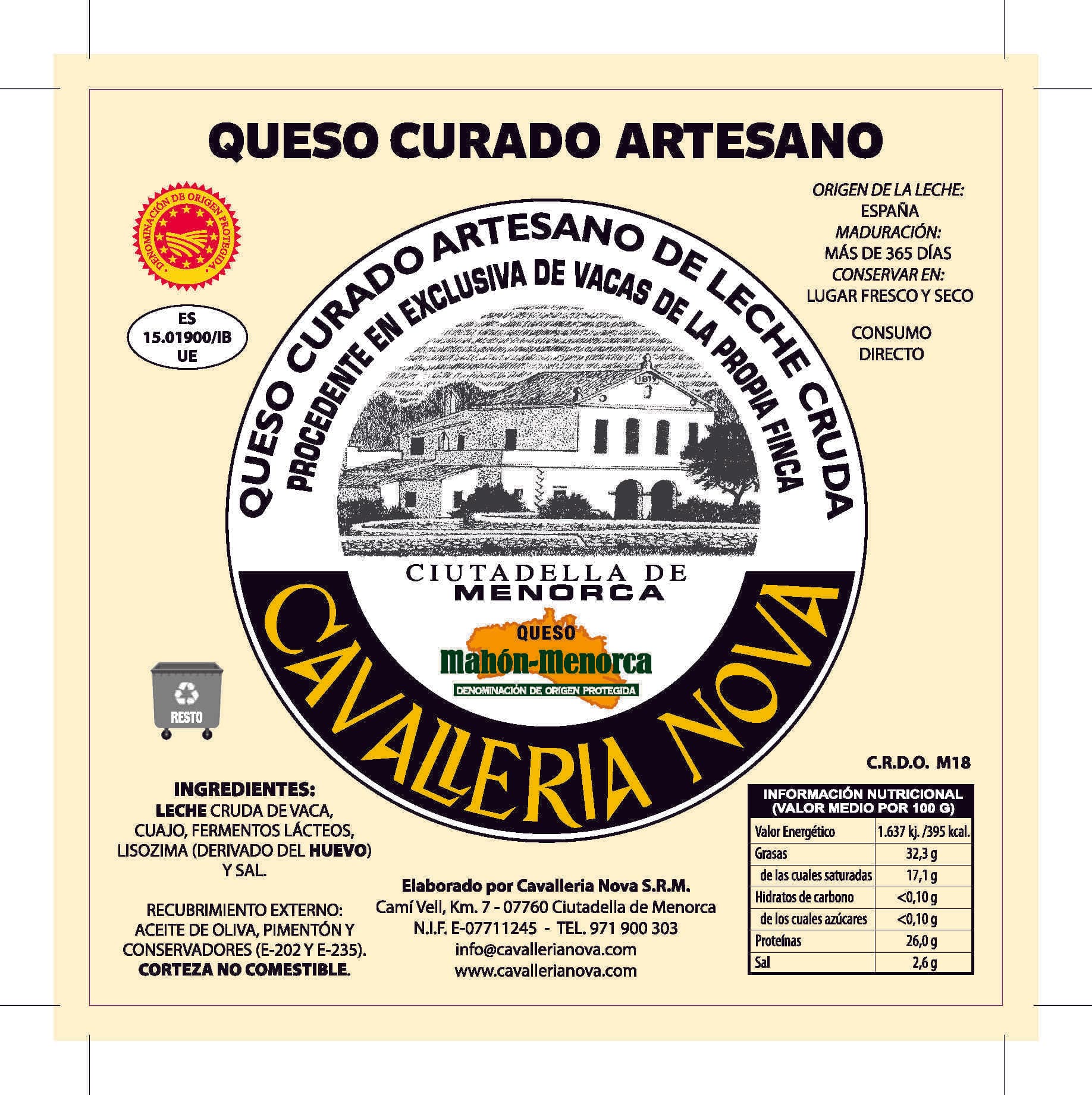 Imagen de la etiqueta del queso viejo.
