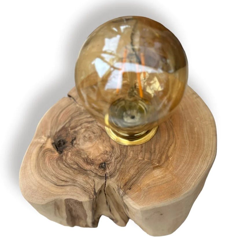 Image of Cocó Wood Art Lamp - Olive Compact