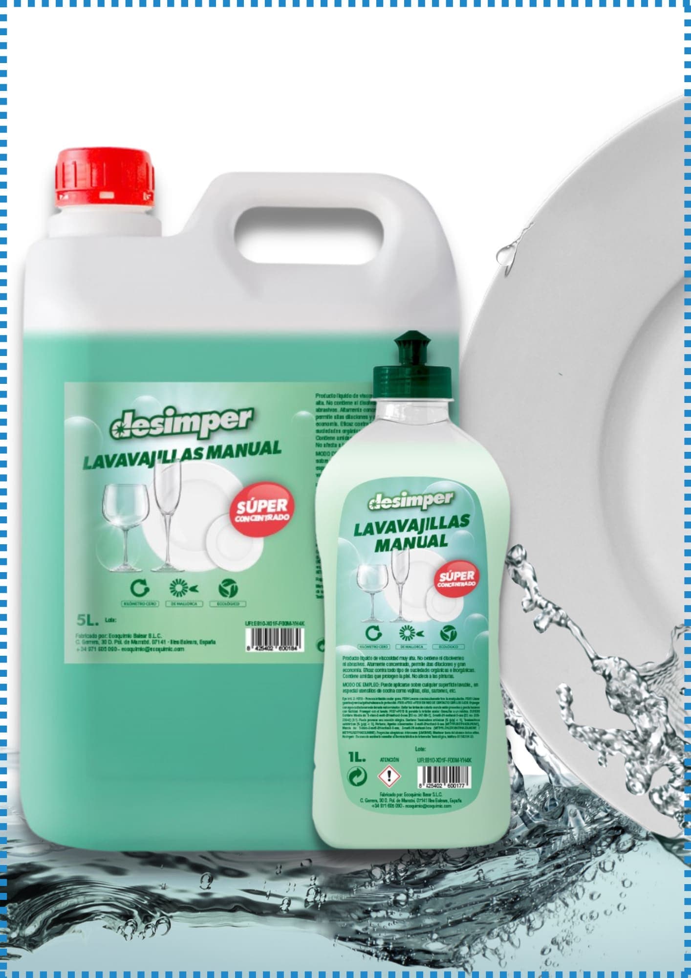 Lavavajillas para lavar a mano. Tiene una gran duración porque está muy concentrado.