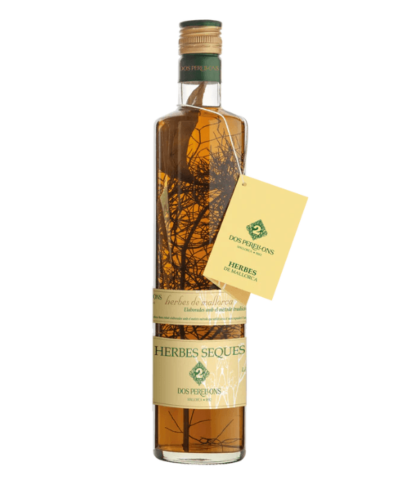 Bild der Flasche mit getrockneten mallorquinischen Kräuterlikör