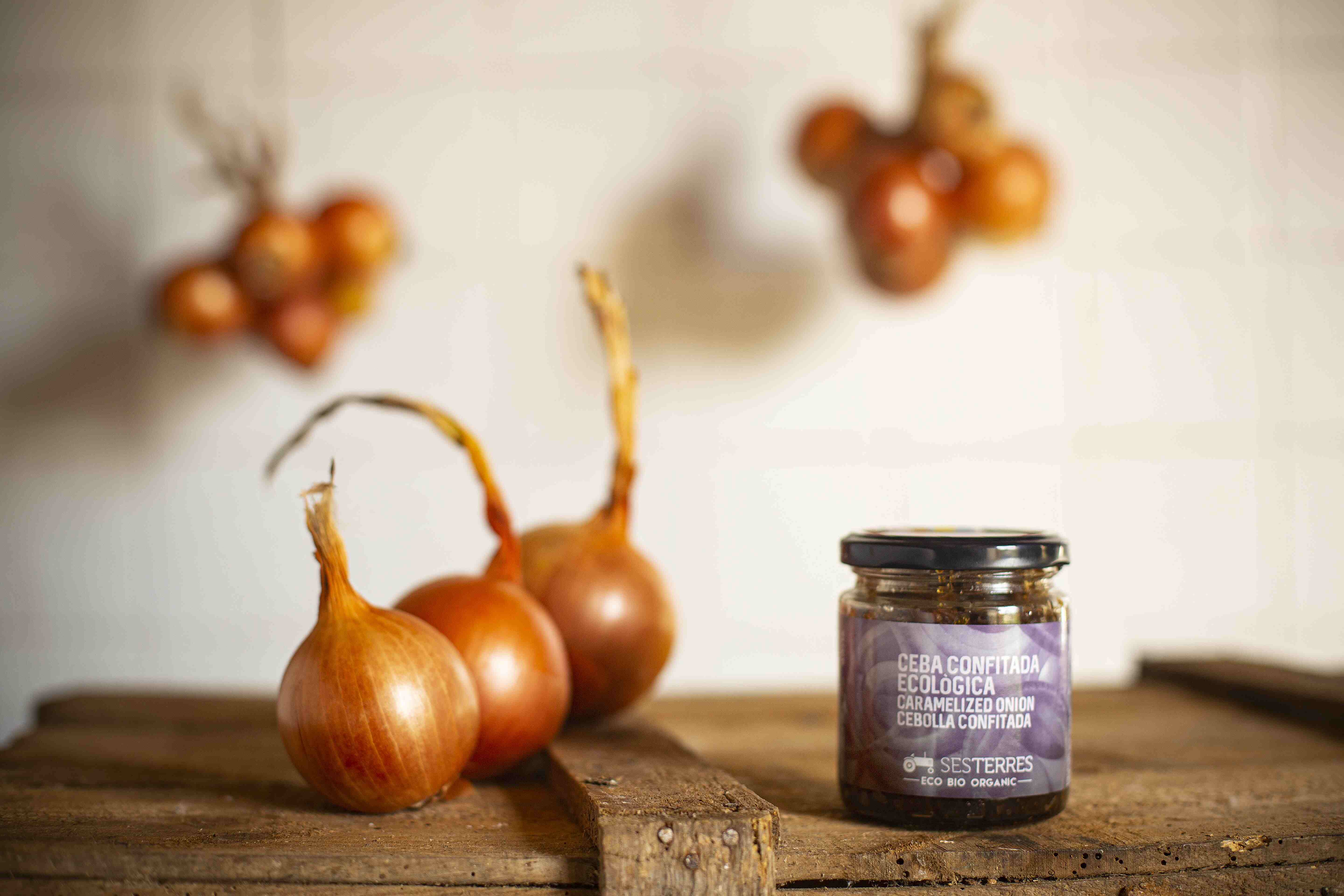 Ceba confitada ecològica Ses Terres. Format 240 grams.