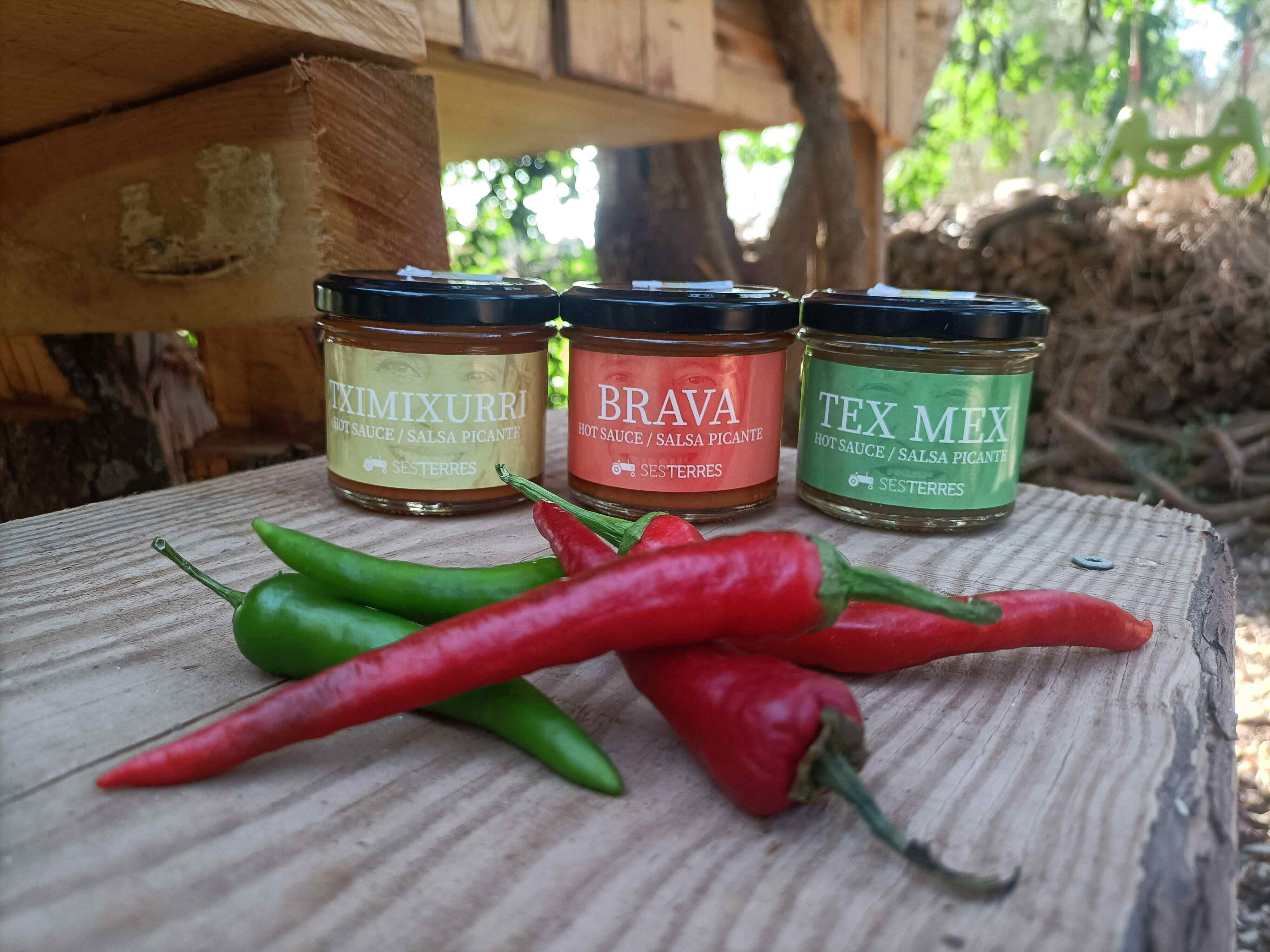 Pack de salsas ecológicas picantes Ses Terres.  3x100 gramos