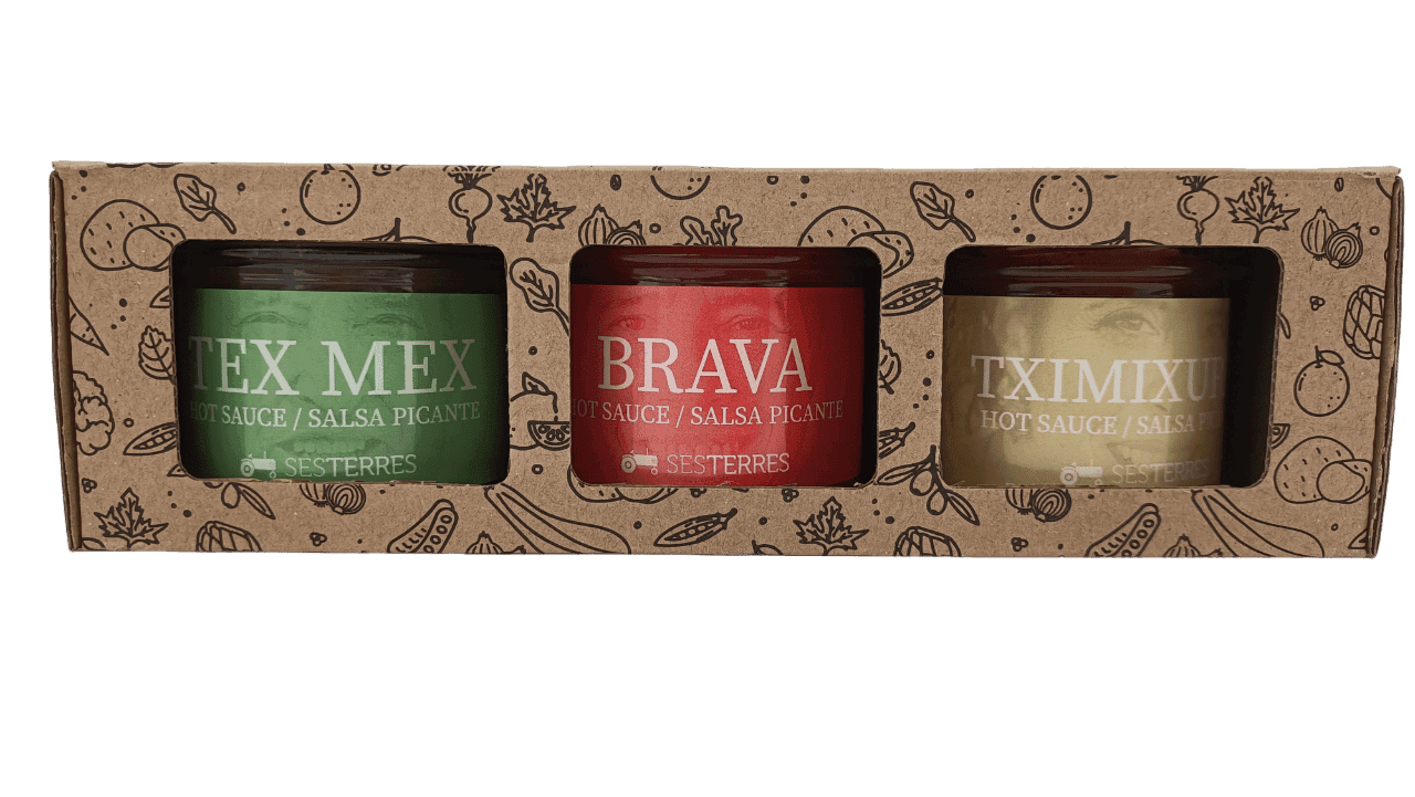 Pack de salses ecològiques picants Ses Terres. 3x100 grams