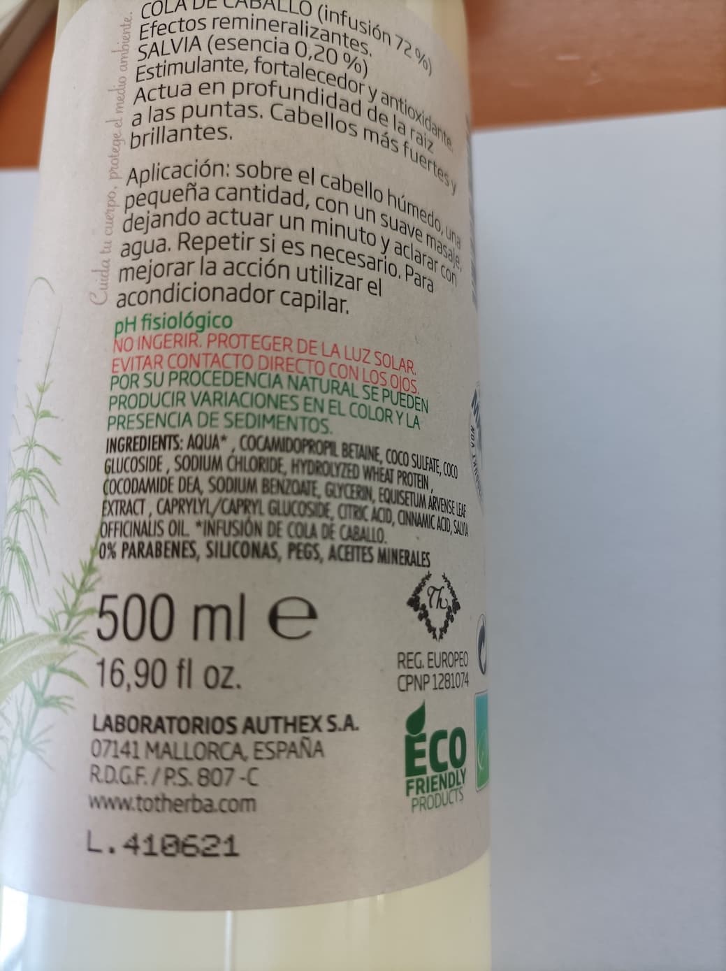 Champú cola caballo y salvia