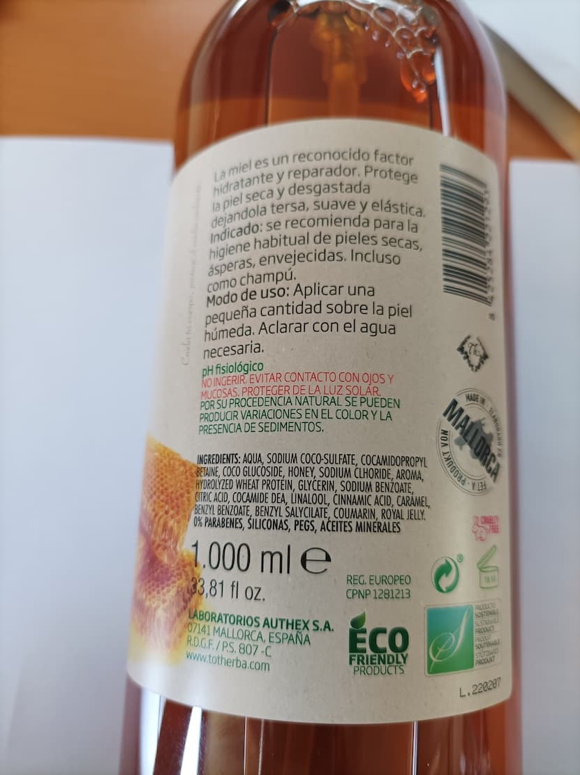 Imagen Etiqueta Gel ducha miel y jalea